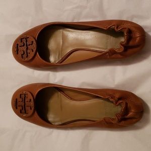 Tory Burch Reva Leather Ballet Flats Tan Sz 7